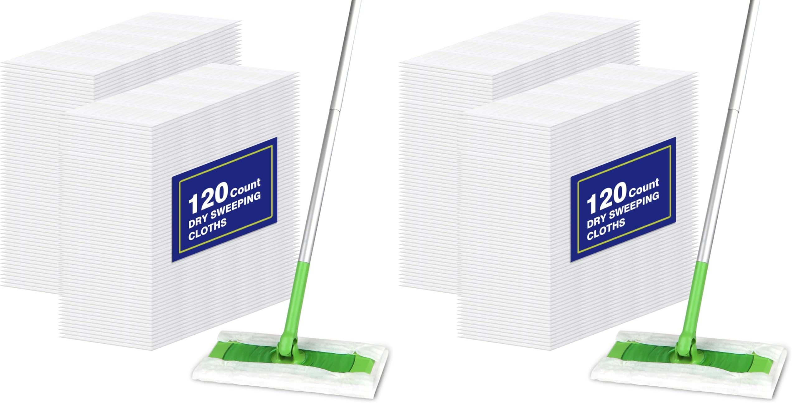 Orighty Dry Sweeping Cloths, Mop Pads Refills Compatible with Swiffer Sweeper, 120 Count Disposable Duster Refills for Floor Mopping and Cleaning (Pack of 2)