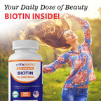Vitamatic Biotin 10,000 mcg (10 mg) for Stronger Hair, Skin & Nails - 365 Vegan Tablets- Also Called Vitamin B7 (Pack of 2)