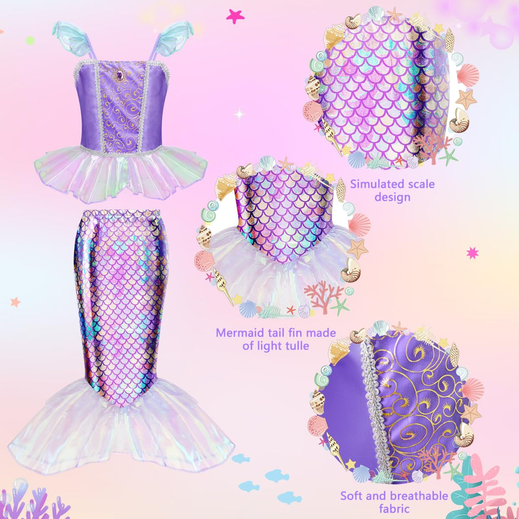 Meland Mermaid Dress for Girls, Princess Dress Up Costume Toy (5-6 Years)