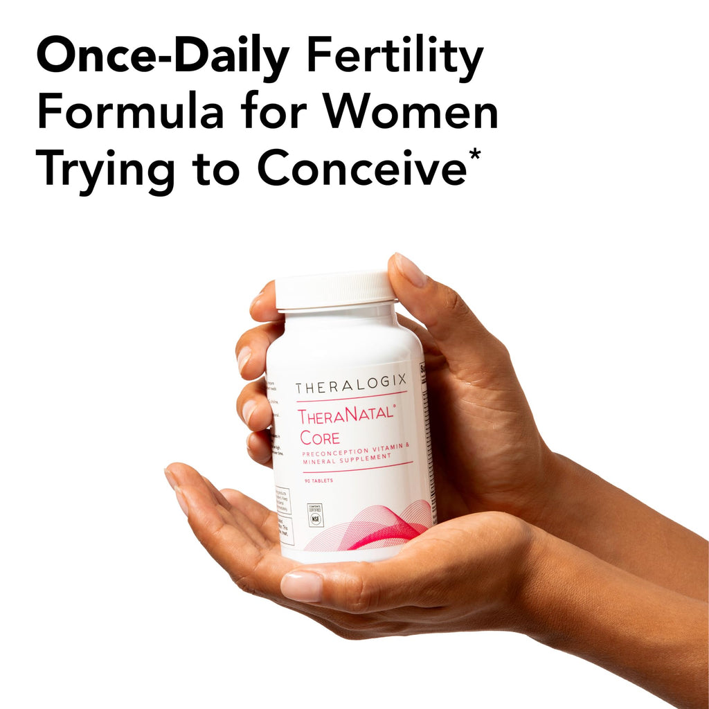 Theralogix TheraNatal Core Preconception Vitamin Supplement - 90-Day Supply - Prenatal Vitamins & Fertility Supplement for Women with Folate, Vitamin D3, Choline & More* - NSF Certified - 90 Tablets