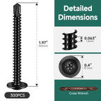 EASTPUK #10 x 2 Black Self Tapping Screws for Metal, Truss Head Phillips Drive 410 Stainless Steel Self Drilling Sheet Metal Screws with Drill Bit, Fast Tapping (Box of 300)
