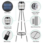 MXwcy 2 Pack Solar Lights Outdoor with Plant Stands, Solar Floor Lamp with LED Edison Bulbs for Garden Yard Pathway Driveway Front/Back Porch Decoration