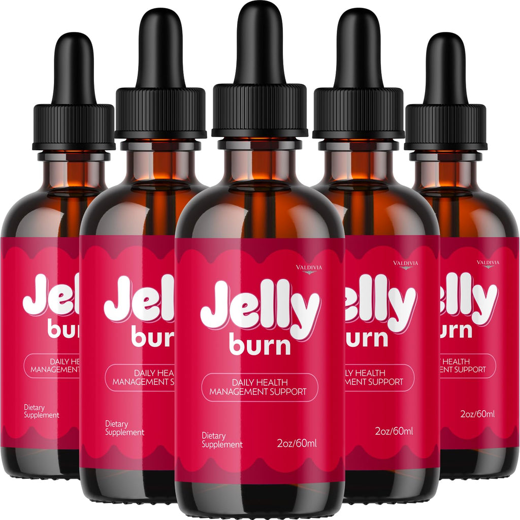(5 Pack) JellyBurn Drops - Official Jelly Burn Advanced Liquid Supplement Drop Premium Formula - Maximum Strength, All Natural Vitamins Support for Overall Health & Wellness, 5 Bottles for 5 Months