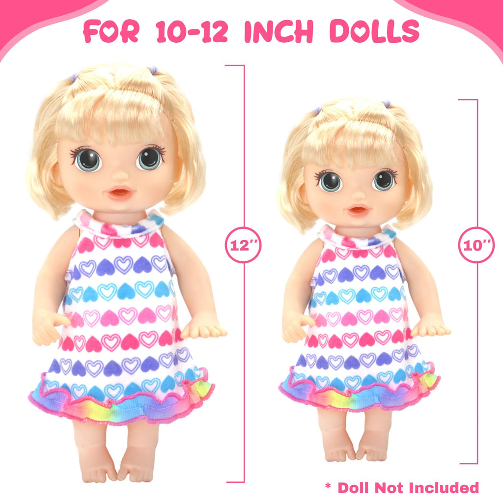 ECORELF 10 Set Alive Baby Doll Clothes, Doll Clothes for 10-12 Inch Girl Dolls Outfits Accessories Include Cute Jumpsuit, Skirts