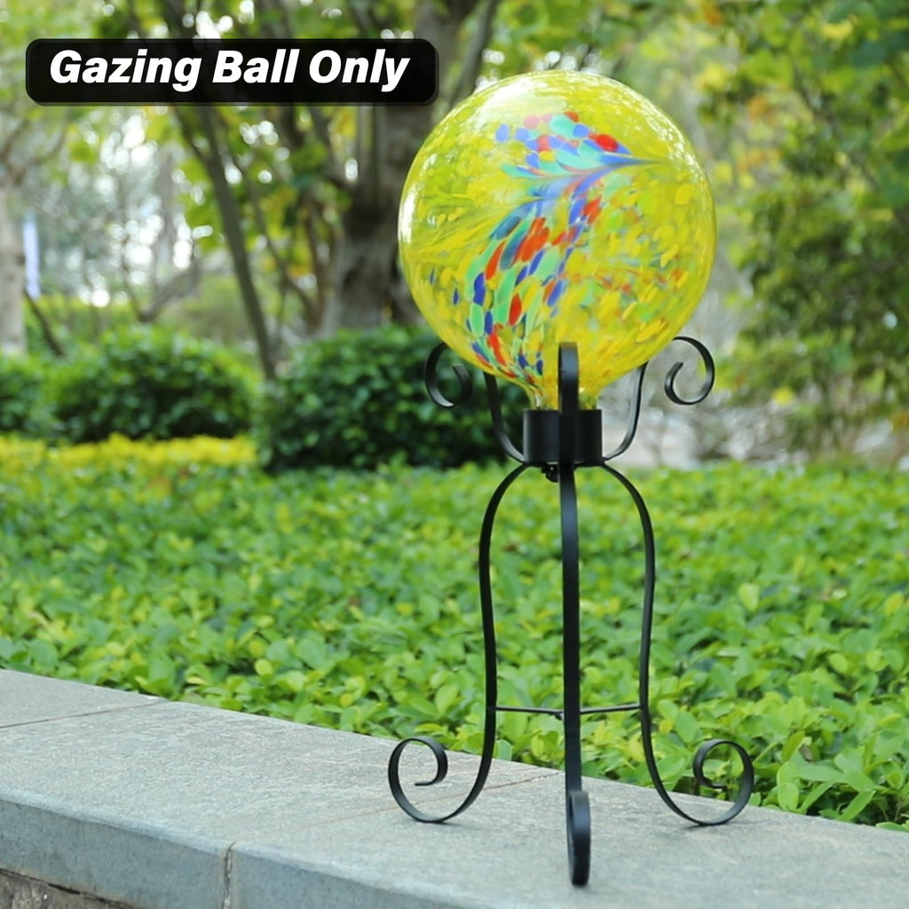 10" Gazing Ball Glass Reflective Garden Globe for Outdoor Decor, Yellow