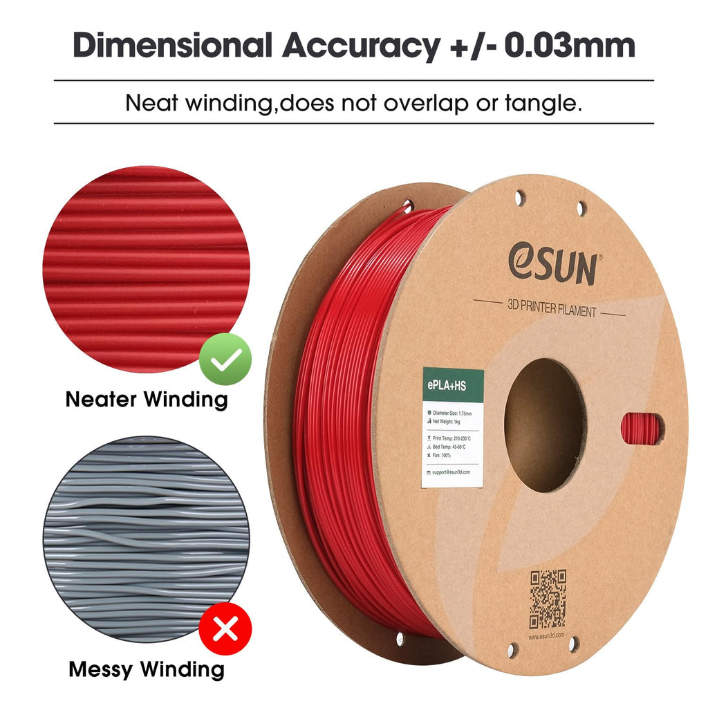 eSUN High Speed PLA+ Filament 1.75mm, 3D Printer Filament Speedy PLA Plus for Fast Printing, 1KG per Spool, 2 Spools 3D Printing Filament, Fire Engine Red