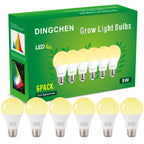 DingChen Grow Light Bulbs, A19 Full Spectrum Light Bulb, 9W Plant Grow Lights Bulbs (100W Equivalent), E26 Base, for Indoor Plants, Herbs, Flowers, Vegetables, 6 Pack