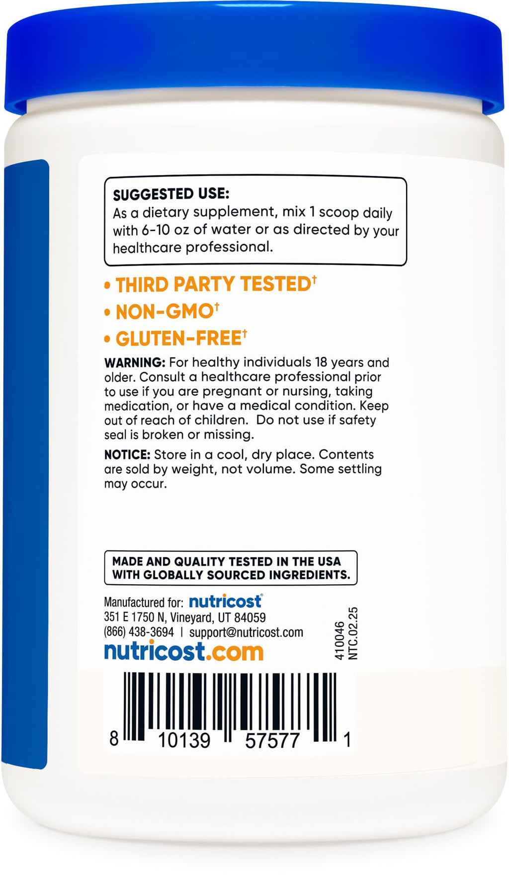 Nutricost Prebiotic Fiber Unflavored (1 Pound) - Vegan, Gluten-Free, GMO-Free
