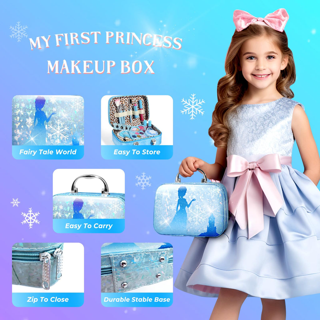 INNOCHEER Kids Makeup Kit for Girl Toys, Frozen Makeup Set for Girls, Real Washable Makeup Kit for Girls, Birthday Christmas Princess Gifts for Girls Kids Age 3 4 5 6 7 8 9 10 11 12 Year Old