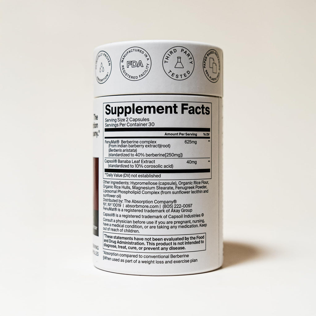 The Absorption Company Berberine Supplement, 60 Capsules, Enhanced Absorption Formula, FenuMat & Capsoil Technology, Third-Party Tested
