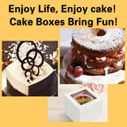 Packpal 24 Pack Cake Boxes 12 Inch, Sturdy 12x12x8 Inch Bundt Cake Boxes for Home Bakers, Transportation, Multi-Layer Cakes, White Gift Cakes For Wedding, Birthday, Fathers day