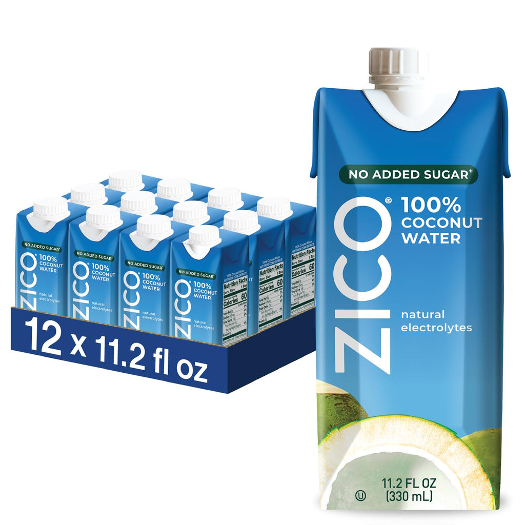 ZICO 100% Coconut Water with No Added Sugar, 11.2 fl oz (Pack of 12)