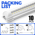 Barrina LED Shop Lights 8FT, 72W 10000LM 5000K, Daylight White, T8 LED Garage Lights, V Shape Clear Cover, High Output Tube, Linkable 8 Foot LED Strip Light for Workshop, Warehouse with Plug, 10 Packs