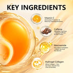 Aeryea Under Eye Patches with Vitamin C & Caffeine 30 Pairs for Dark Circles, Fine Lines and Puffiness, with Niacinamide Hydra-Gel Collagen, Skin Care for Men & Women