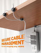 12Pack Cord Organizer [Dual Spring & Clasp, Max Secure] Cable Clips - Chfeila Cord Holder, Desk Cable Management, Adhesive Phone Charging Wire Holder for Nightstand/Car/Wall, Office Accessory - Black