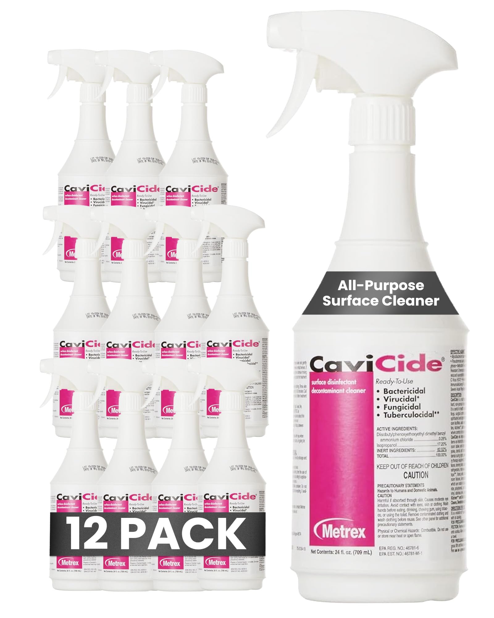 Metrex CaviCide Germicidal Surface Disinfectant Spray, 24 Oz Spray, 12-Pack