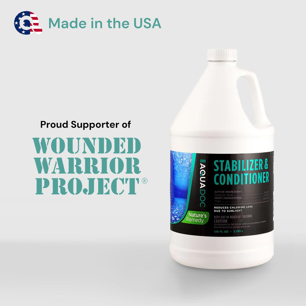 Pool Stabilizer and Conditioner for Swimming Pools - Maximum Strength Swimming Pool Conditioner and Cyanuric Acid for Pools - Helps with Pool Water Evaporation - AquaDoc Pool Supplies