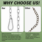 10 Feet SUS304 Stainless Steel Chain with 2PCS Detachable Chain Link, Hanging Chain Link Light Duty Chain, Heavy Duty Hanging Chain for Home Outdoor Camping, Thickness 0.08 inches
