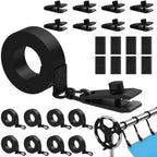 Goovilla 24 Pcs Pool Solar Cover Reel Attachment Kit, Inground Swimming Pool Solar Cover Straps and Clips, Weather Resistant Solar Blanket 8 Strap Kit with 8 Hooks and 8 Touch Fastener, Black