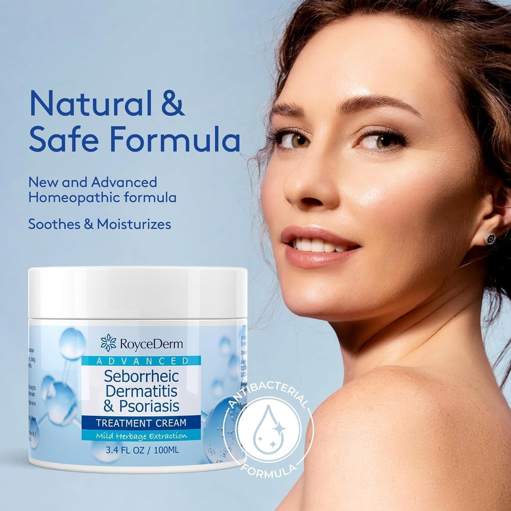 Roycederm Seborrheic Dermatitis Cream, Scalp Treatment for Psoriasis, Folliculitis, Dry Scalp, Dandruff, Anti-Itch Cream for Soothing Relief - 2 Pack