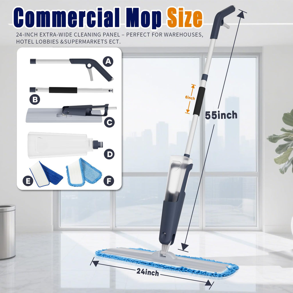 Spray Mops for Floor Cleaning, Commercial Dust Mops, Blue, 1-Pack