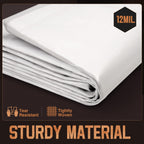 Tarp Heavy Duty 8x20 FT, 12 Mil Thick Large Tarps Water-Proof with Grommets, UV& Tear Resistant, Plastic Cover for Pool Roof Tent Outdoor Firewood, White