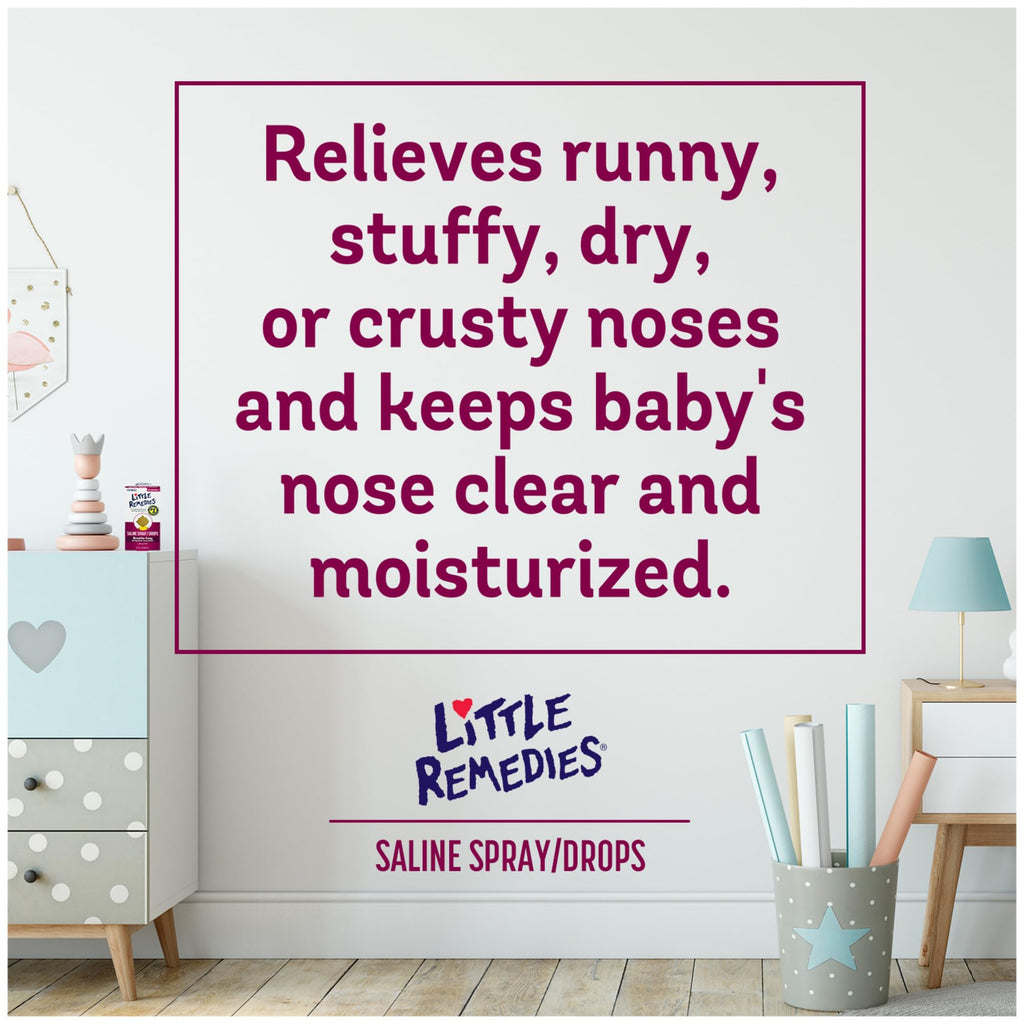 Little Remedies Sterile Baby Saline Nasal Spray and Drops, Safe for Newborns to Relieve Stuffy and Dry Noses, 1 Fl Oz