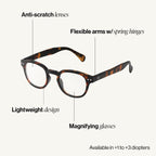 IZIPIZI READING #C Reading Glasses for Women and Men – Square Glasses with Anti-Scratch Lenses, Lightweight Fashion Frame (Tortoise, 1.5, x)