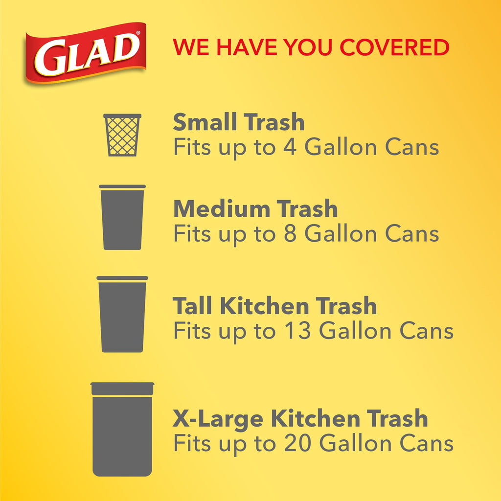 Glad Medium Trash Bags, 8 Gallon, Fragrance Free Garbage Bags with Drawstring, 80 Count