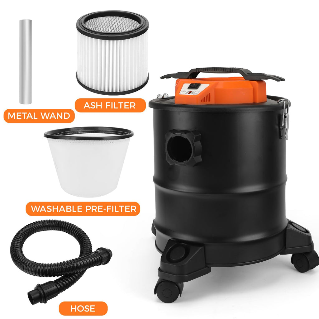 LIGO Ash Vacuum, Pellet Stove Vacuum Cleaner with Blower Function, 3.3 Gallon 1000W, Washable Fliter and HEPA Fliter, with 3 Swivel Casters,Ash Dust Collector for Pellet Stoves, Fireplaces