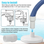 SP1106 Pool Skimmer Vacuum Plate and 1-1/2" Pool Spiral Wound Vacuum Hose Cuff for Hayward SP1082 1084 1085 1075 In-Ground Pool Skimmer - Connects Vacuum Head & Skimmer Threaded ABS Plastic