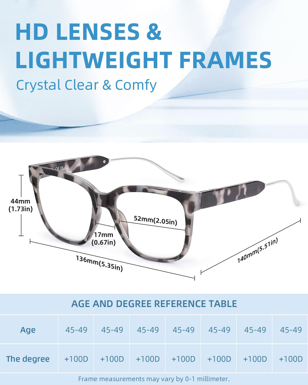 JM Oversized Reading Glasses for Women - Square Stylish Readers for Woman Men/W Blue Light Blocking Trendy Womens Computer Reader Eye Glass Fashion Bluelight Eyeglasses/W Large Frames Clear Lens(1.50)