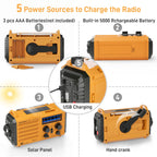 Emergency Radio with NOAA Weather Alert, Portable Solar Powered Hand Crank AM/FM Radio for Survival, Rechargeable Battery Powered Radio, USB Charger, Flashlight, Lee, for Home Outdoor