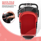 Magshion 3-Wheel Pet Stroller, Foldable Travel Jogger for Small & Medium Dogs & Cats (Up to 33lbs), Lightweight Carrier with Breathable Mesh Cover, Cup Holder & Storage Basket, Red
