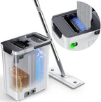 ADICOM Mop and Bucket Set | Auto-Spray Cleaning | Dirty Water Separation Keep Water Fresh | Flat Mop & Bucket with Scraper | 3X Washable Pads | Mops for Floor Cleaning All Floors Tile Wall Window