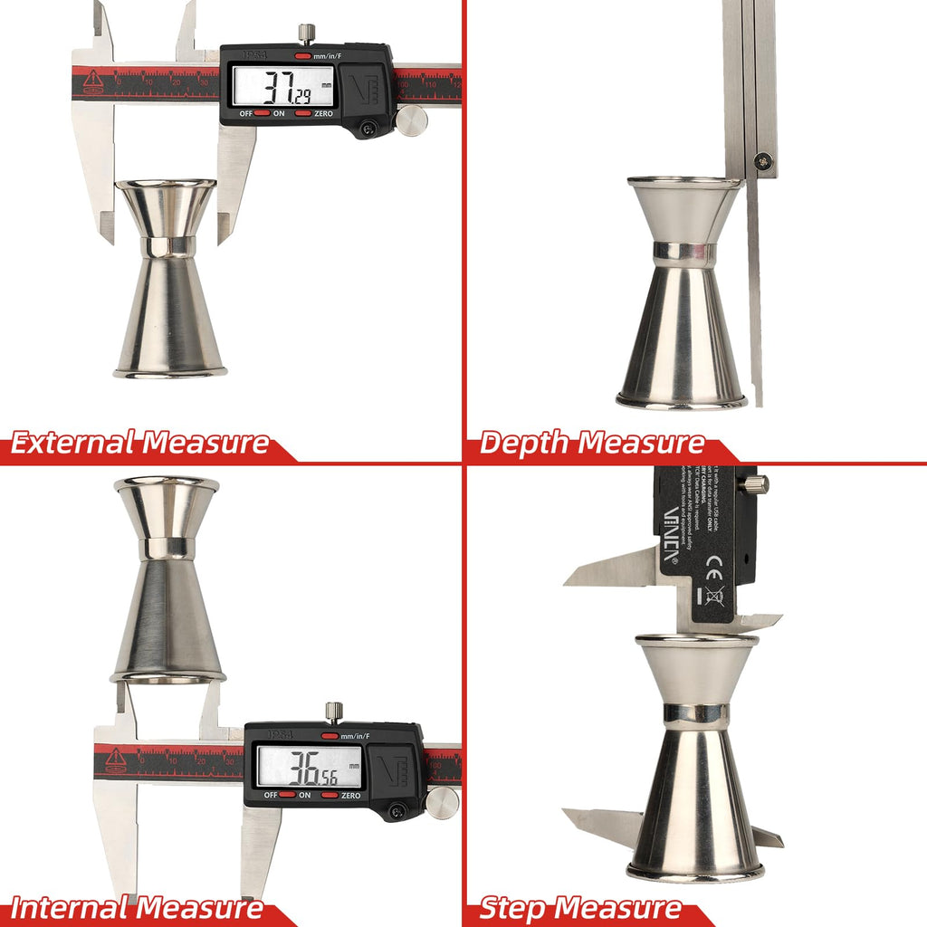 VINCA IP54 Grade Digital Caliper, DCLA-0805 8 Inch/200mm, Inch/Millimeter/Fractions Conversion, Stainless Steel, Large LCD Screen