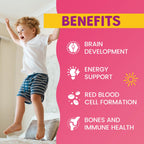 Liquid Iron Supplement for Kids, Women & Men - with Calcium, Zinc, Kids Multivitamin with Iron Drops - Blood Builder & Energy Support for Iron Deficiency, Anemia, Peach Flavor 4 Fl Oz