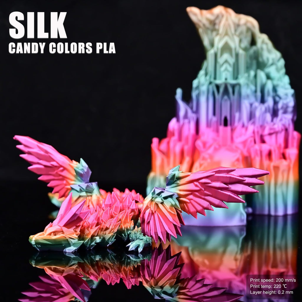 OVV3D Rainbow PLA Filament 1.75mm, PLA Silk PLA 3D Printer Filament Multicolor Silk Color Change Rainbow PLA Filament with Pink Purple Green Yellow, 3D Printing Filament 3D Filament, 1kg