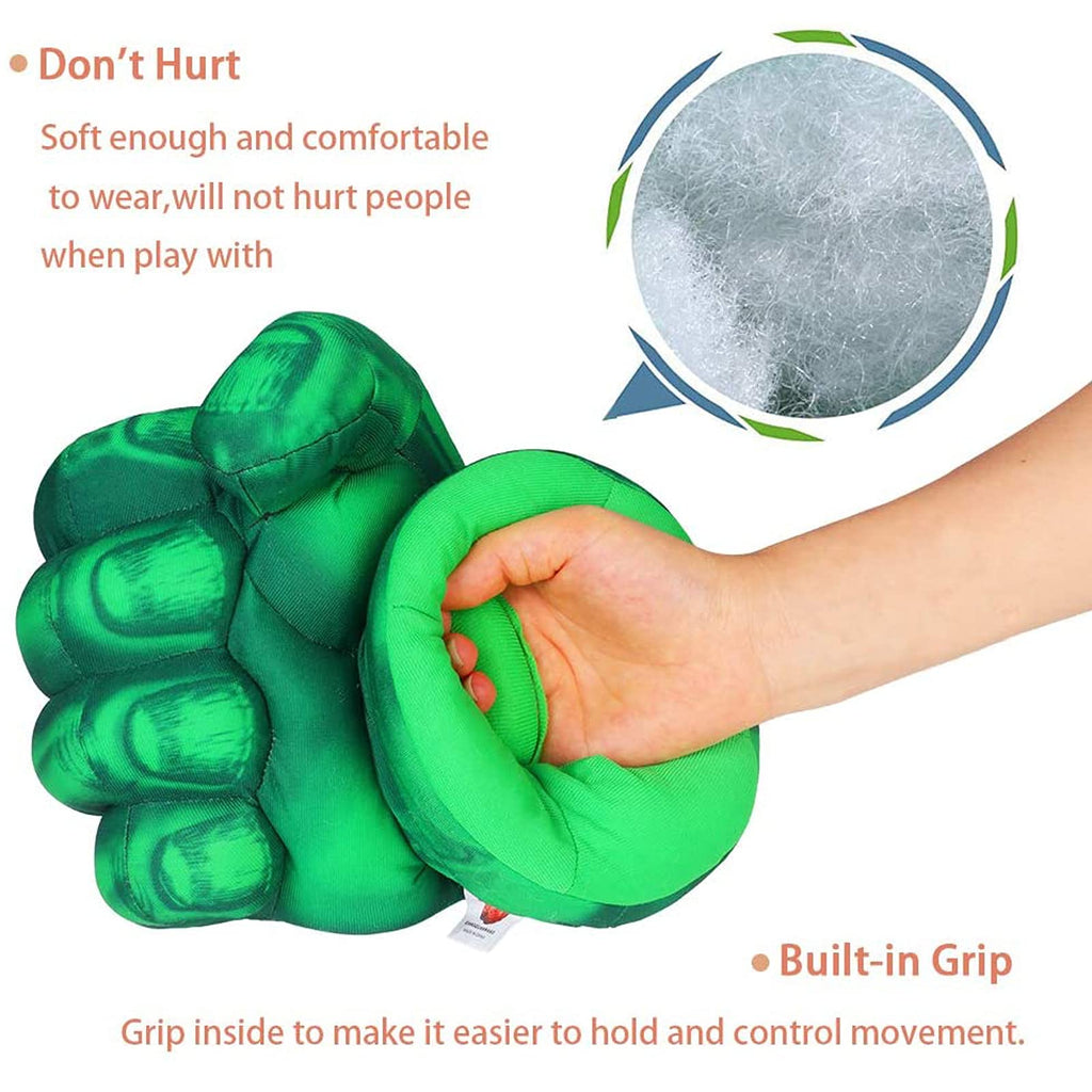 NuGeriAZ Superhero Hands for Kids Smash Punches Gloves Toy Children's Plush Boxing Glove Set Kids Cosplay Costumes for Boy Christmas Birthday Gift(Green A)