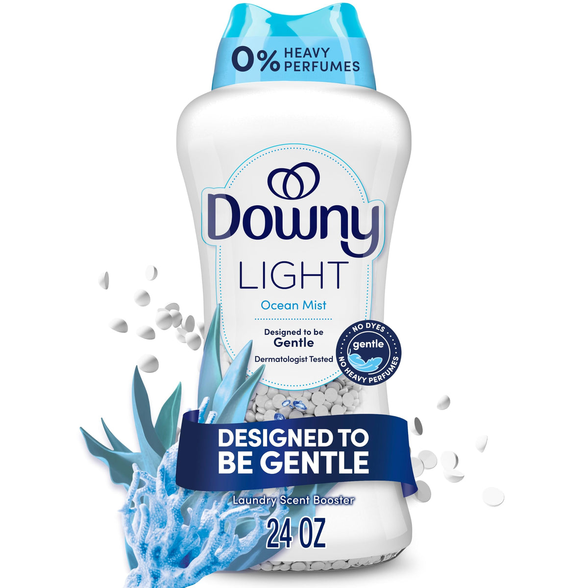 Downy Light Laundry Scent Booster Beads, Ocean Mist Scent, 24 OZ, In-Wash Fabric Beads Designed To Be Gentle With A Light Boost Of Scent, No Heavy Perfumes