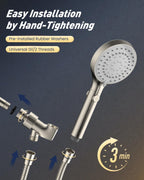 FASDUNT Shower Head with Handheld, High Pressure Handheld Shower Head with 80" Extra Long Stainless Steel Hose & Adjustable Bracket, Showerhead with ON/OFF Switch for Pets Bath, Brushed Nickel