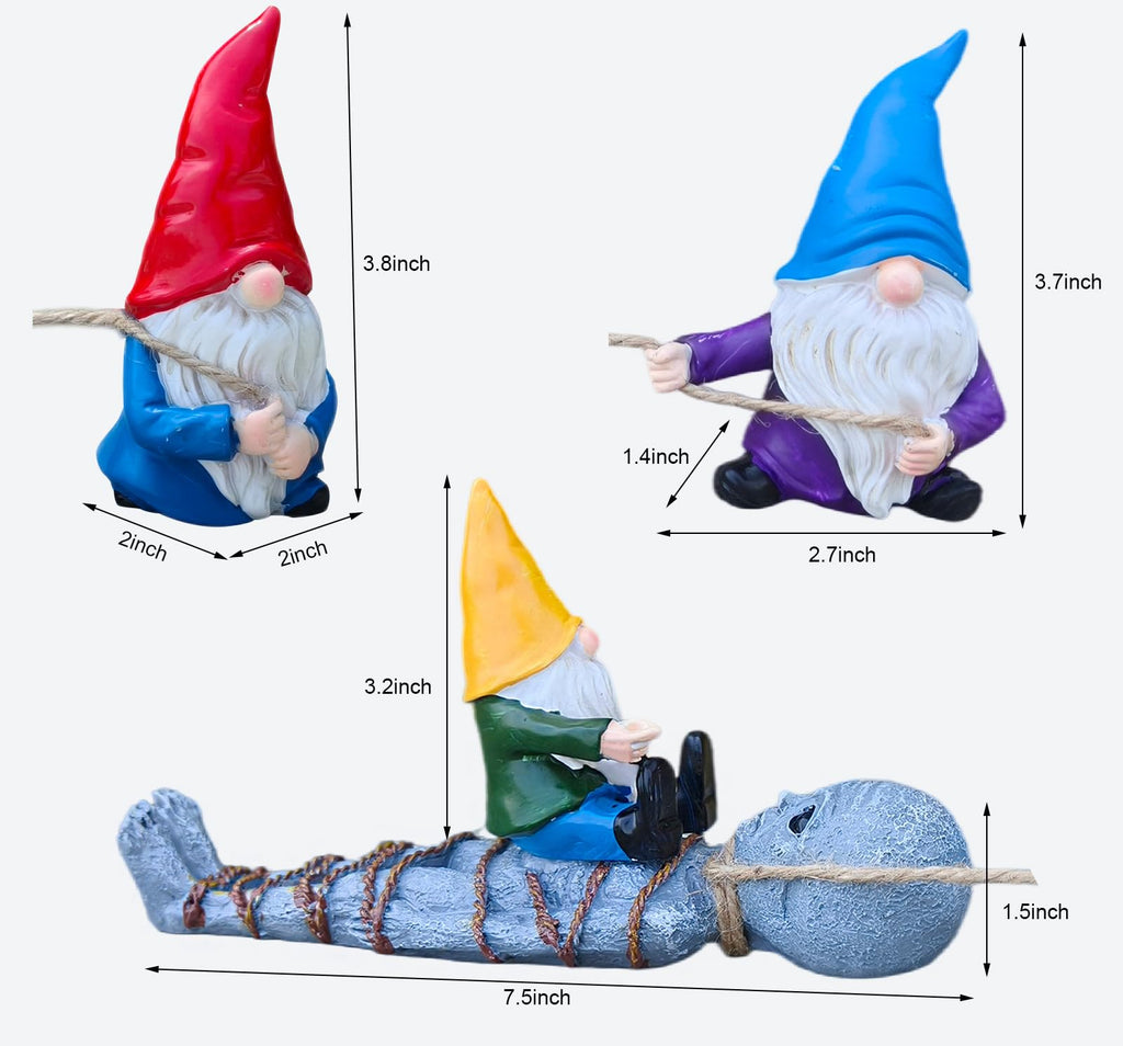 qumHmup Garden Gnomes with Alien Figurine, Polyresin Naughty Gnome Statue for Patio Lawn Garden Porch Fence Outdoor Decoration