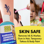 Goo Gone Bandage Adhesive Remover for Skin - Safe and Pain Free Removal for Sticky Residue from Continuous Glucose Monitors, KT Tape, Medical Tape, Heart Rate Monitors, Insulin Pumps, 8 oz (Pack of 2)