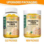 9-in-1 Probiotic Prebiotic Fiber Gummies for Adults & Teens, Fiber Supplement Pro with 5 Billion CFU Bacillus Coagulans, Psyllium Husk, FOS, Inulin, ACV for Digestion & Gut, 60 Vegan Pineapple Gummies