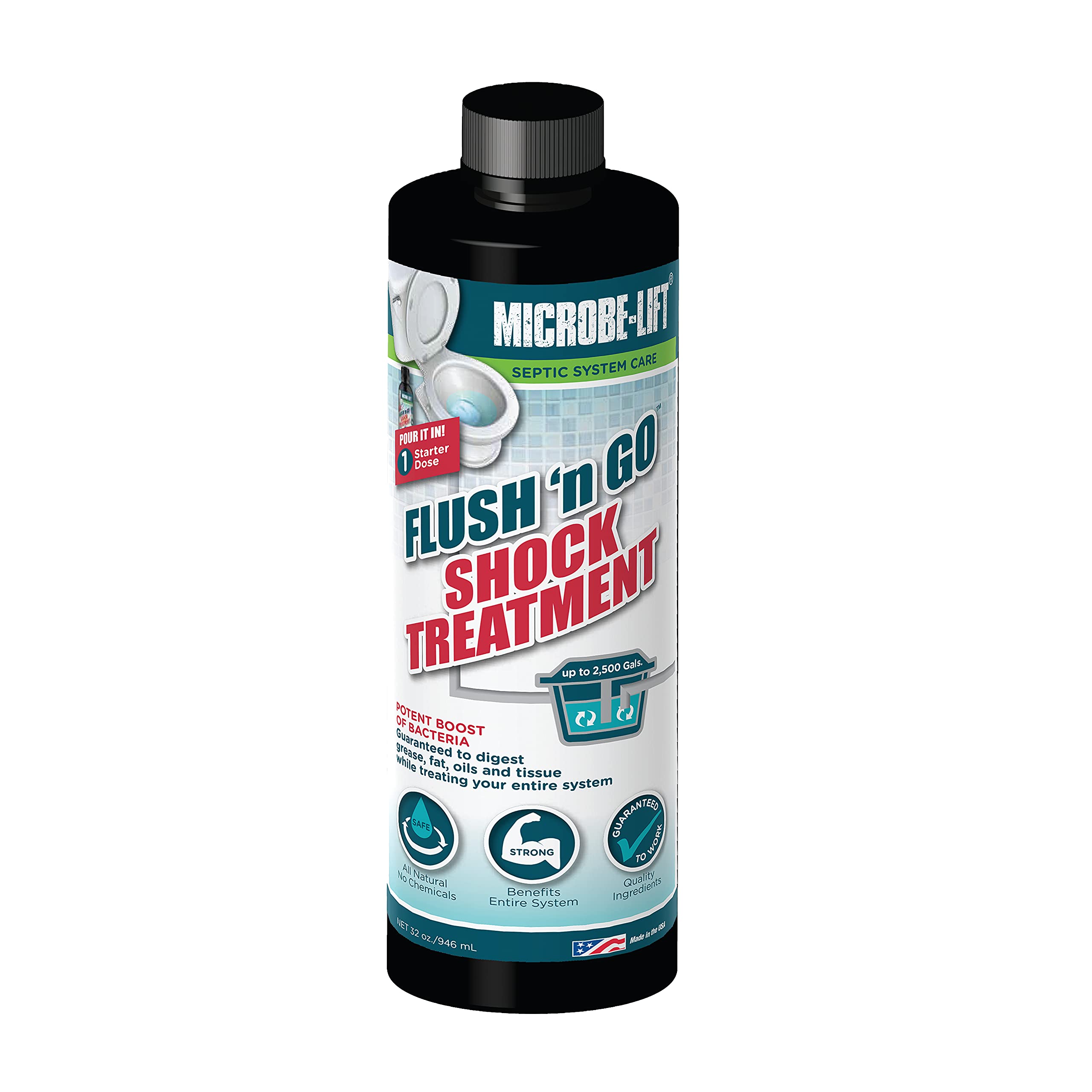Microbe-Lift Septic Tank Treatment, Flush 'N Go Shock Treatment, 32 Ounces