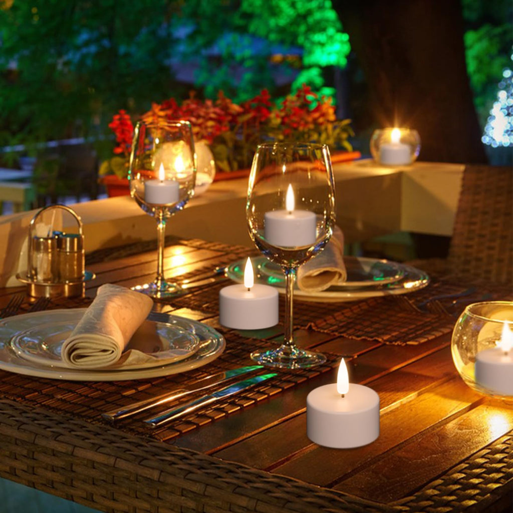 GenSwin Rechargeable Tea Lights Candles Remote Timer Charging Base White