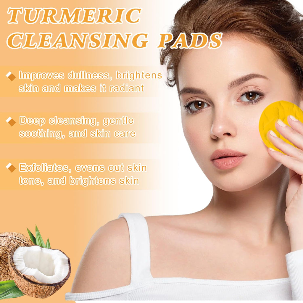 4Pcs Turmeric Wash and Care Three Piece Set,Turmeric Trio: Facial Wash,Cleansing Mousse & Soap for Skin Care,Turmeric Cleansing Exfoliating Pads,Turmeric Face Wash for Face & Body