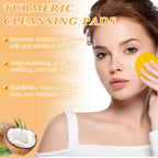 4Pcs Turmeric Wash and Care Three Piece Set,Turmeric Trio: Facial Wash,Cleansing Mousse & Soap for Skin Care,Turmeric Cleansing Exfoliating Pads,Turmeric Face Wash for Face & Body