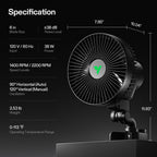VIVOSUN AeroWave A6 Grow Tent Clip Fan, 6" Auto Oscillating Fan, 1-Pack