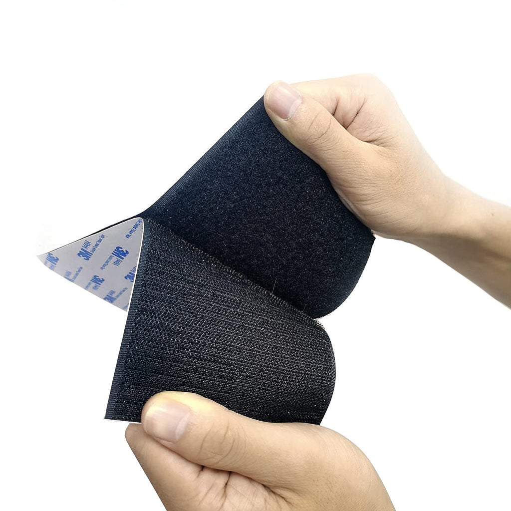 Hook and Loop Tape 4in x 8in 6 Pairs, Slef Adhesive Interlocking Strip, Mounting Tape Heavy Duty Adhesion, Picture Hanging Strips Fastener, Double Sided Carpet & Rug Fixation